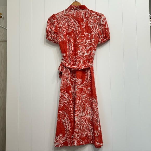 Lauren Ralph Lauren Belted Paisley Midi Shirt Dress Collared Pleated NWOT Size 4 - Picture 8 of 16